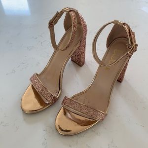 Lulu’s rose gold glitter heels